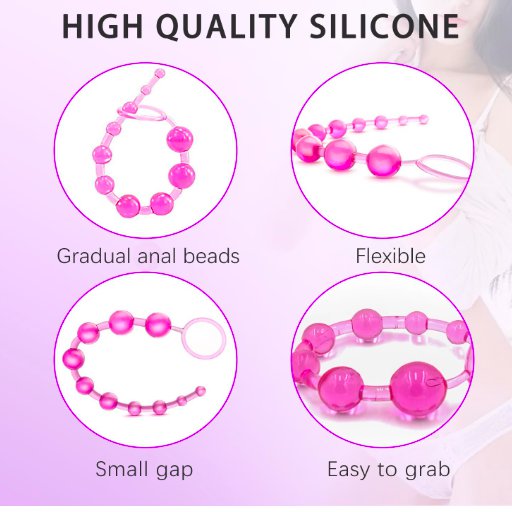 Chuỗi Hạt Massage Hậu Môn Có Vòng Kéo Anal Beads Silicone