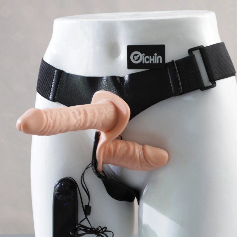 Double-Heads Strap On 2 đầu mềm mịn cho Les có rung