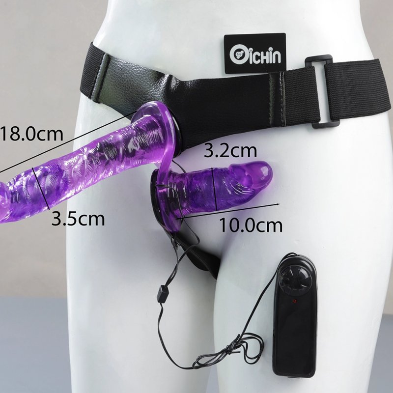 Double-Heads Strap On 2 đầu mềm mịn cho Les có rung