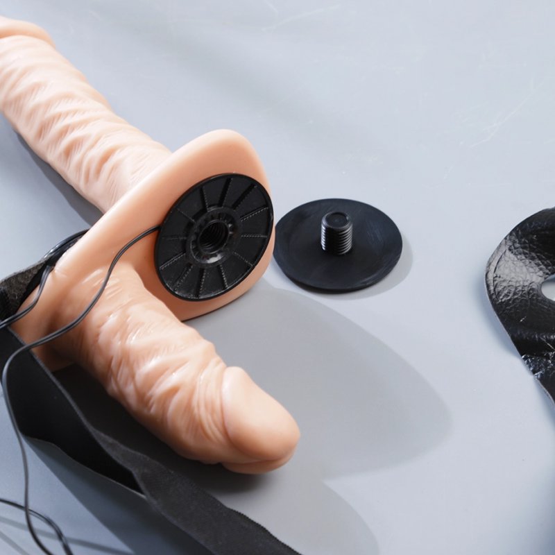 Double-Heads Strap On 2 đầu mềm mịn cho Les có rung