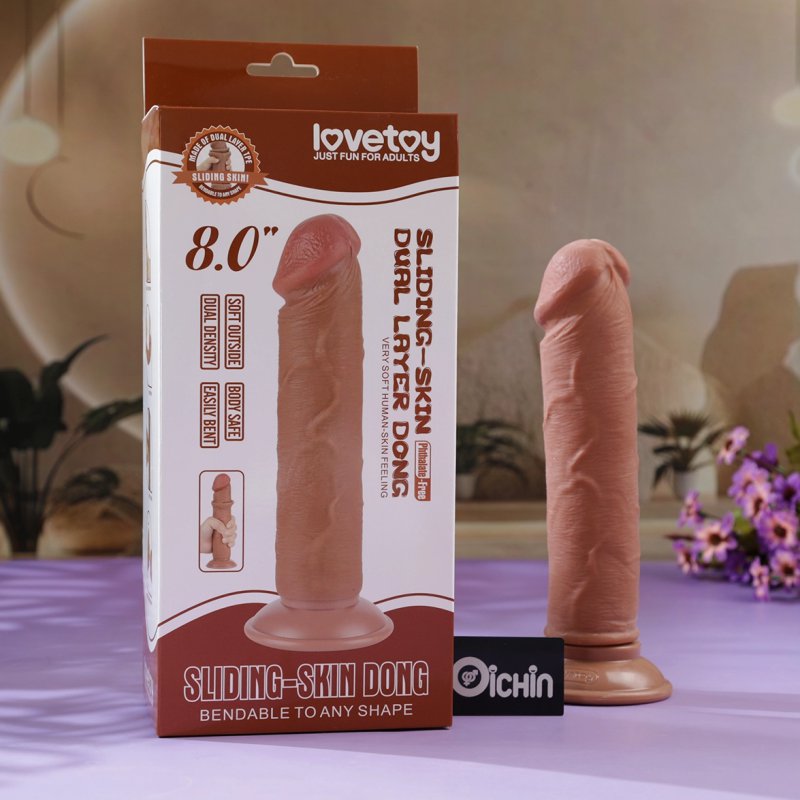 Lovetoy 8'' Sliding Skin Dual Layer không bìu kích thích chị em