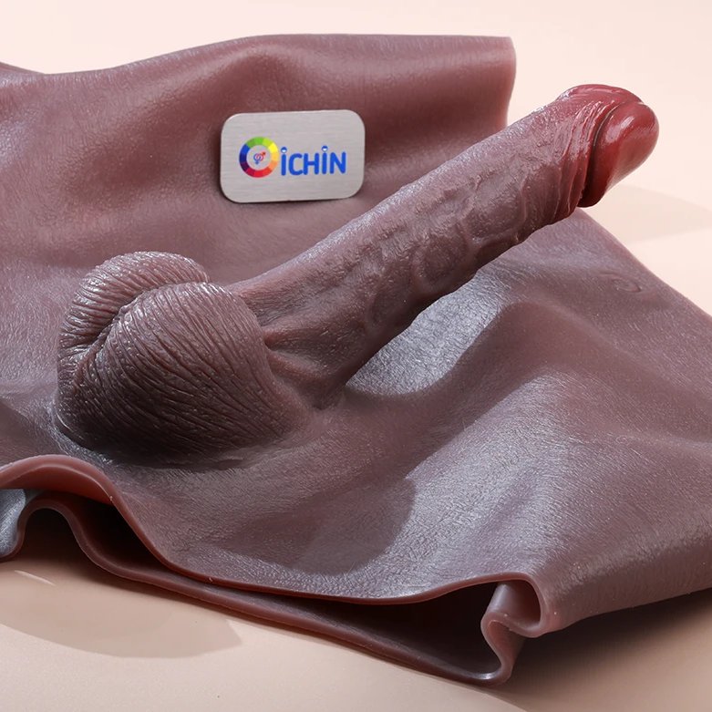 Dương vật giả đặc ruột cho Les Jiuai quần đùi màu nâu đen