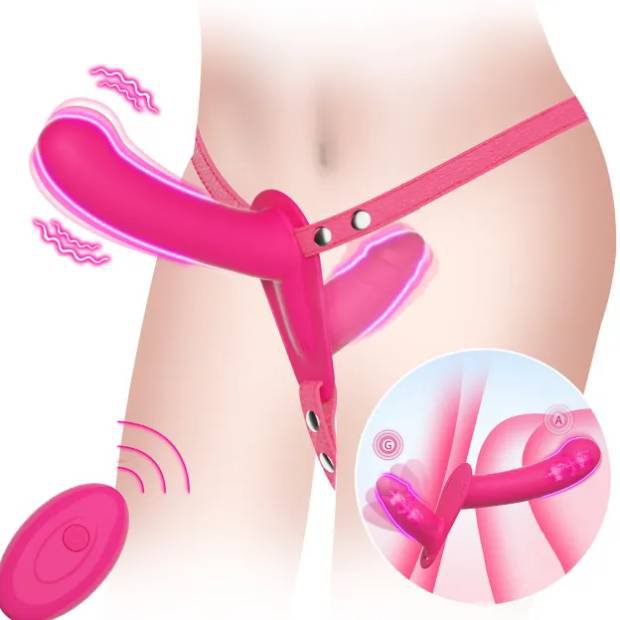 Dương Vật Giả 2 Đầu Có Rung Kèm Đai Đeo – Strap-on Cho Cặp Đôi Nữ