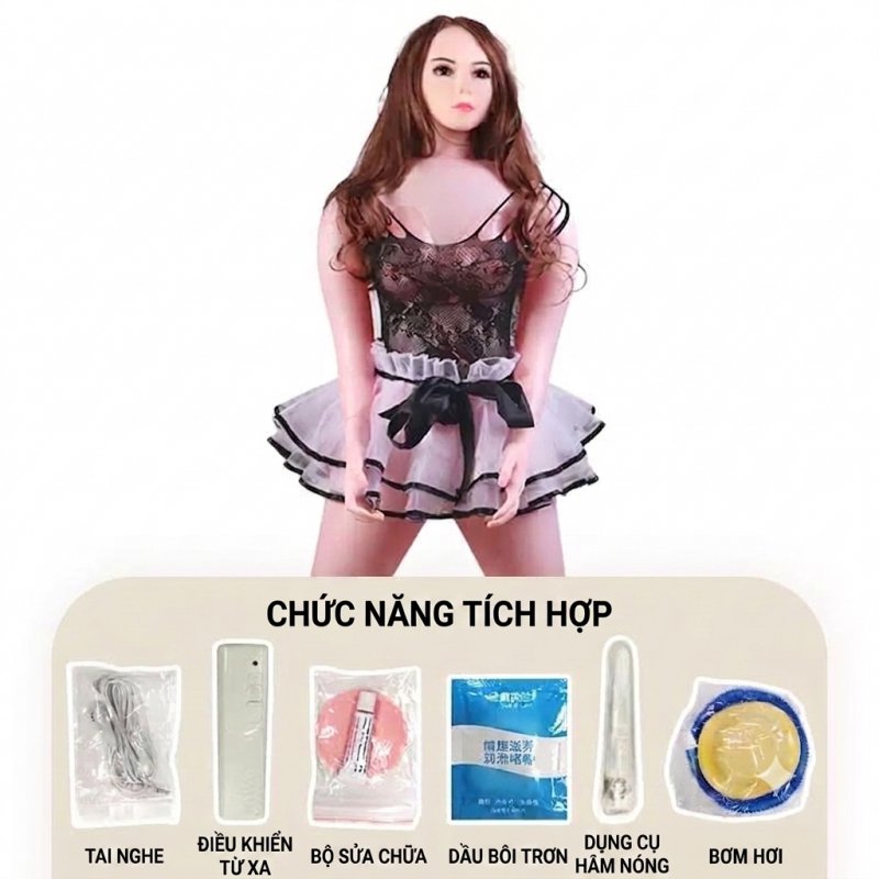 Búp bê bơm hơi dáng đứng đầu silicon ngực silicon thạch âm đạo rung thụt âm thanh tương tác thông minh