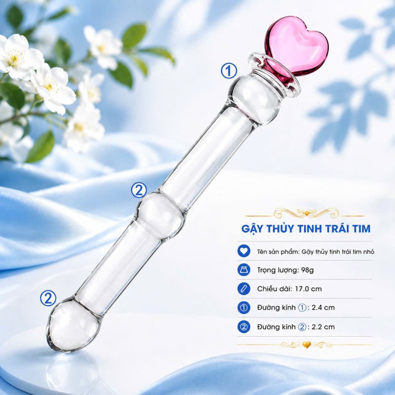 Anal Plug Thuỷ Tinh Hai Đầu Hình Trái Tim Ikoky Nút Kích Thích Hậu Môn