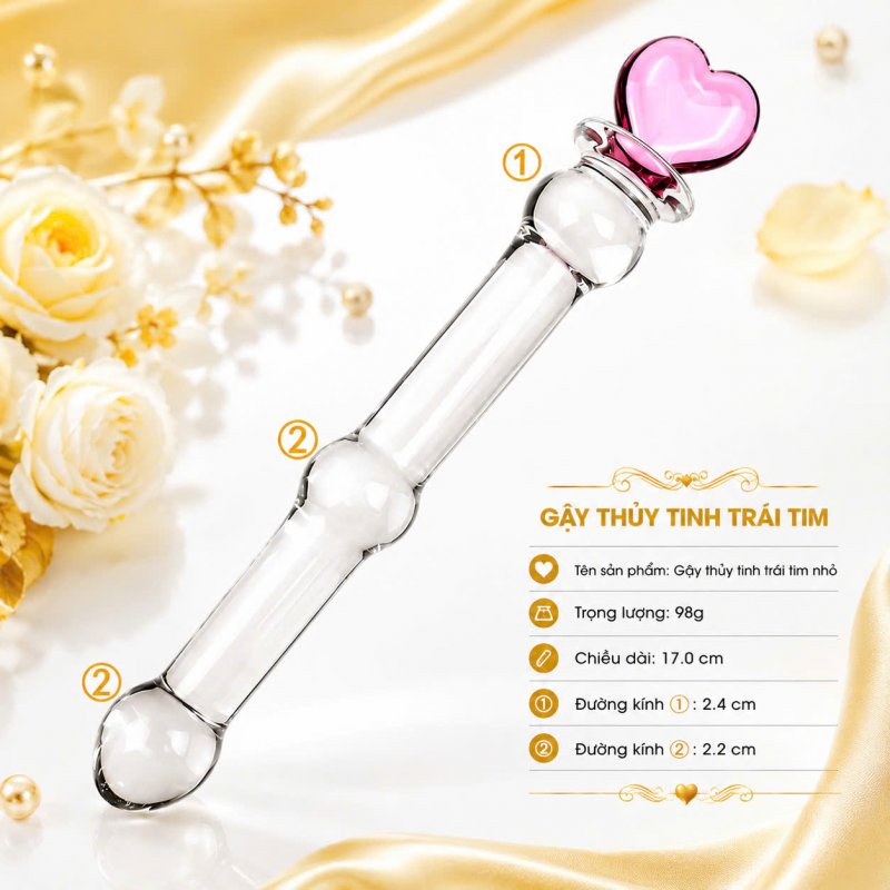 Anal Plug Thuỷ Tinh Hai Đầu Hình Trái Tim Ikoky Nút Kích Thích Hậu Môn