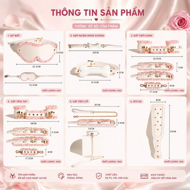 Bộ Bondage Pink Maid - Phụ Kiện BDSM Nhập Vai Hầu Gái Quyến Rũ