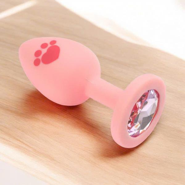 Buttplug Chân Mèo Đính Đá Hồng Cute – Nút Hậu Môn Silicone Y Tế Cho Newbie