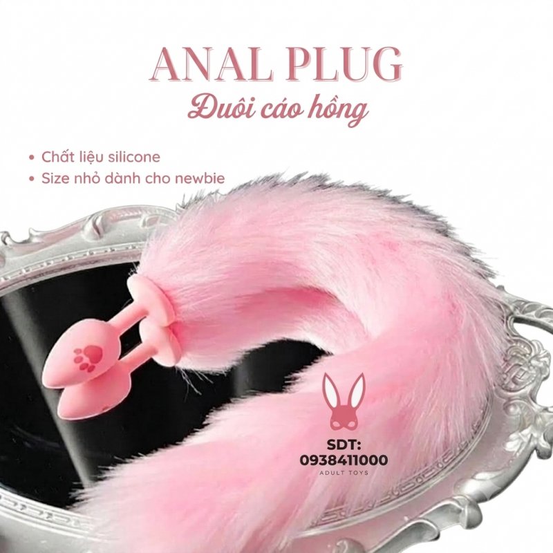 Đuôi Cáo Gắn Hậu Môn Silicone Hồng – Hình Bàn Chân Mèo Dễ Thương Mềm Mại Cho Newbie