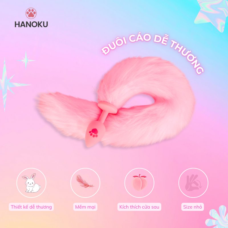 Đuôi Cáo Gắn Hậu Môn Silicone Hồng – Hình Bàn Chân Mèo Dễ Thương Mềm Mại Cho Newbie