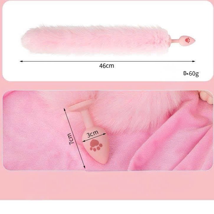 Đuôi Cáo Gắn Hậu Môn Silicone Hồng – Hình Bàn Chân Mèo Dễ Thương Mềm Mại Cho Newbie