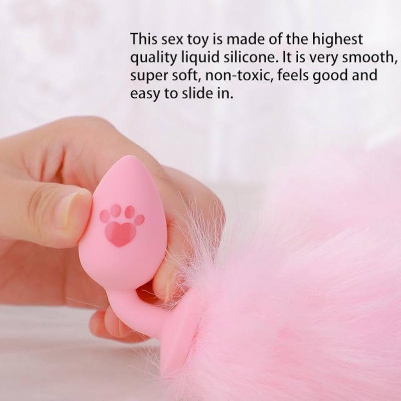 Đuôi Thỏ Silicon Hồng Dễ Thương Hình Bàn Chân Mèo – Dụng Cụ Cosplay & Kích Thích Dành Cho Newbie