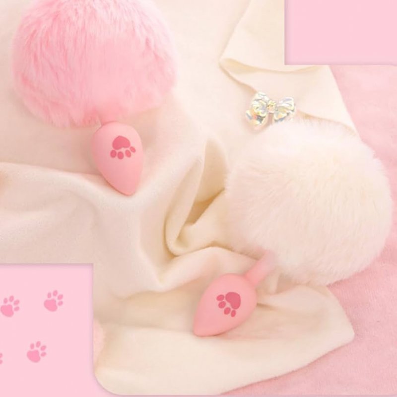 Đuôi Thỏ Silicon Hồng Dễ Thương Hình Bàn Chân Mèo – Dụng Cụ Cosplay & Kích Thích Dành Cho Newbie