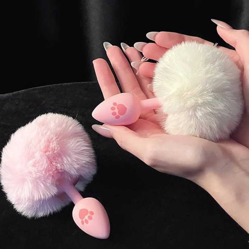 Đuôi Thỏ Silicon Hồng Dễ Thương Hình Bàn Chân Mèo – Dụng Cụ Cosplay & Kích Thích Dành Cho Newbie