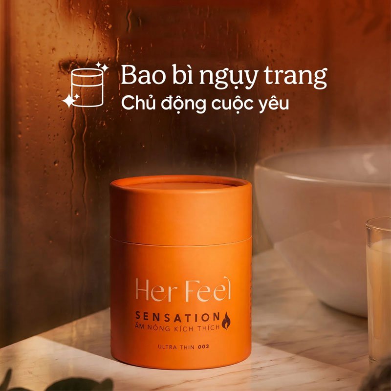 Bao Cao Su HerFeel Warm Sensation 003 PlayAh Hương Nước Hoa Pháp Ấm Nóng Truyền Nhiệt