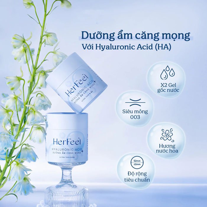 Bao Cao Su PlayAh HerFeel Hyaluronic Acid 003 Hương Nước Hoa Pháp Siêu Mỏng Dưỡng Ẩm