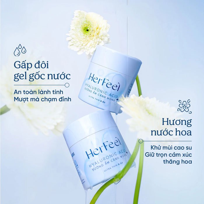 Bao Cao Su PlayAh HerFeel Hyaluronic Acid 003 Hương Nước Hoa Pháp Siêu Mỏng Dưỡng Ẩm