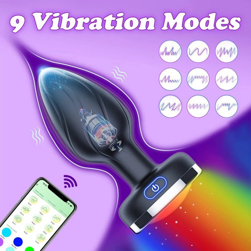 Anal Plug Điều Kiển Qua App - Phích Cắm Hậu Môn 10 Chế Độ Rung & Đèn LED Đổi Màu