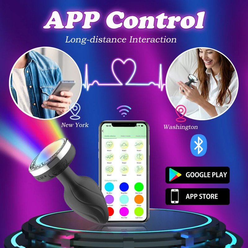 Anal Plug Điều Kiển Qua App - Phích Cắm Hậu Môn 10 Chế Độ Rung & Đèn LED Đổi Màu