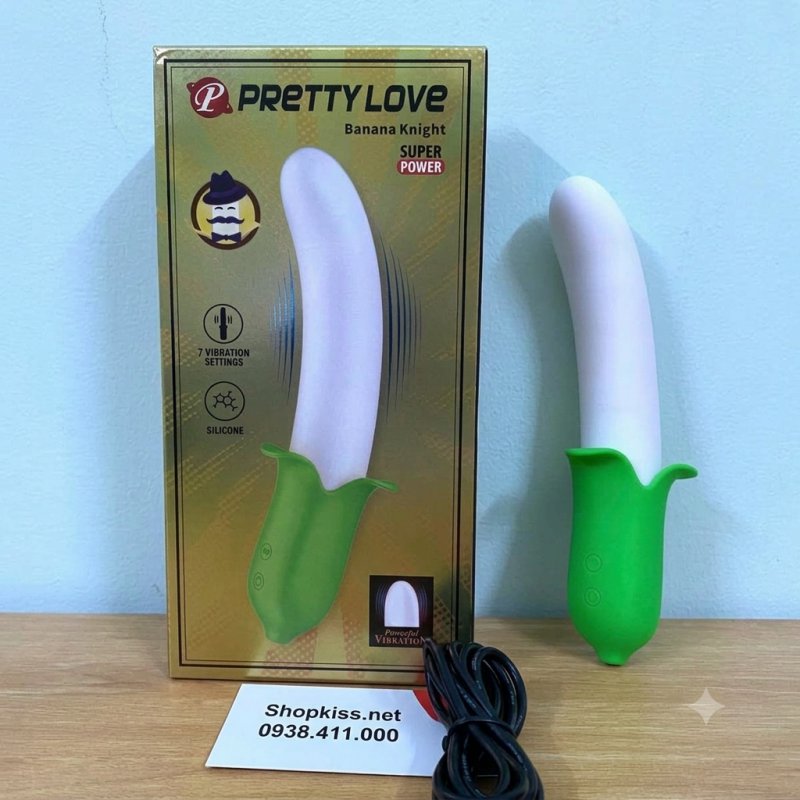 Dương vật giả nguỵ trang trái chuối Pretty Love Banana Geek rung thụt làm ấm phình to