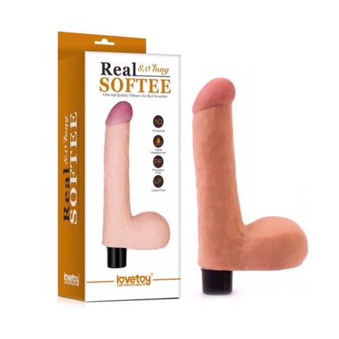 Dương vật giả có bìu rung 10 chế độ pin - Lovetoy Real Softee