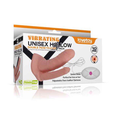 Dương vật giả rung 2 đầu dây đeo pin Lovetoy unisex kích thích