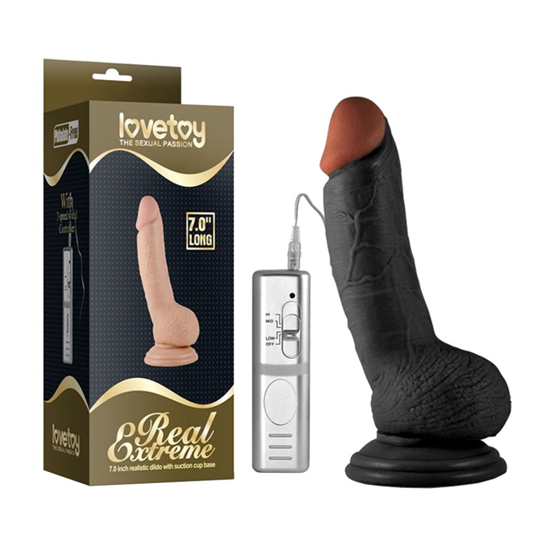 Dương vật giả cao cấp 3 cường độ rung dính tường - Lovetoy Real Extreme 7.0