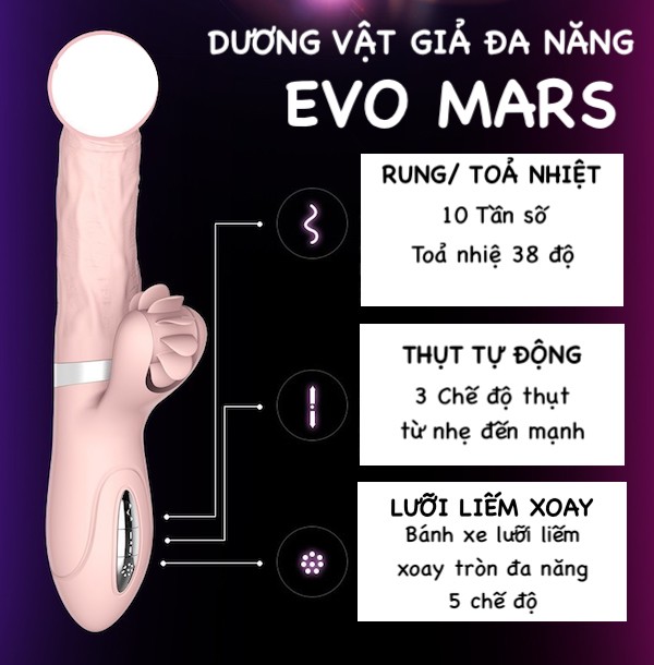  Nơi bán Dương vật cao cấp rung thụt tỏa nhiệt kết hợp lưỡi liếm siêu mềm - Vibrator Evo Mars chính hãng