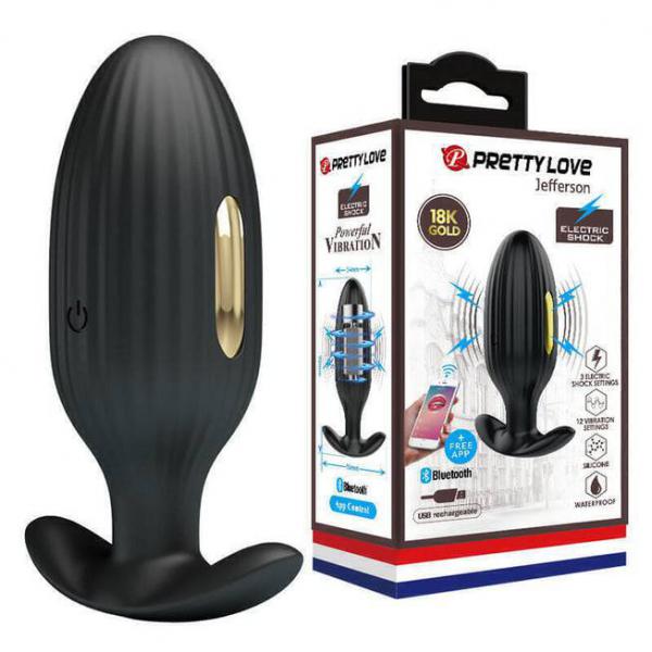 Phích cắm hậu môn Pretty Love Jefferson rung sốc điện giác vàng 18k điều khiển qua app 