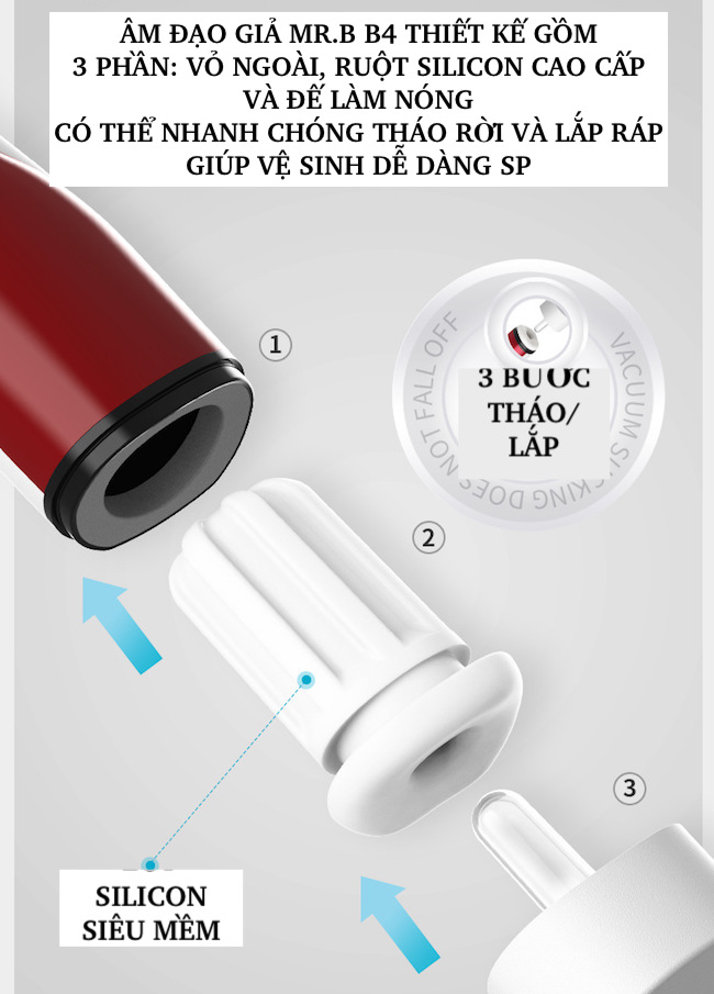Địa chỉ bán Âm đạo giả cao cấp Mr.B B4 rung hút toả nhiệt đế sấy khô tự động cao cấp