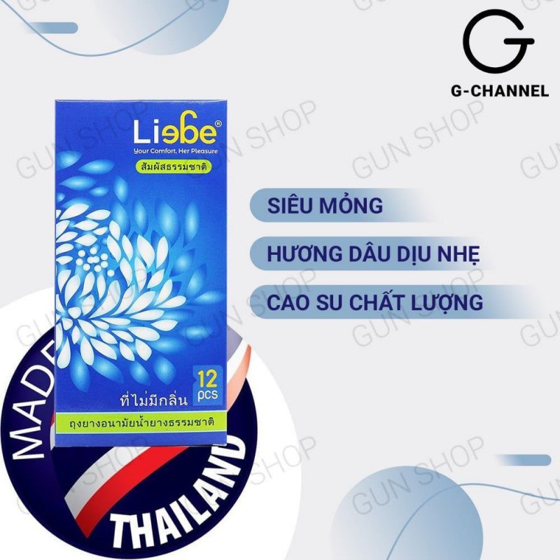Bao cao su Liebe mỏng nhẹ 49mm, an toàn, mềm mại hộp 12