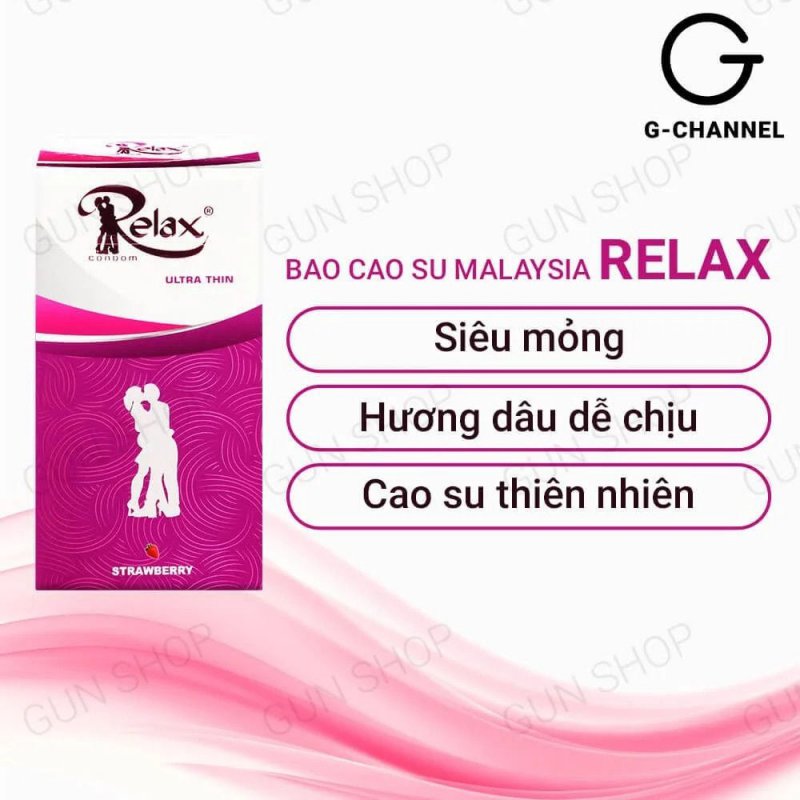 Bao cao su Relax hương dâu siêu mỏng mềm mại hộp 12 cái