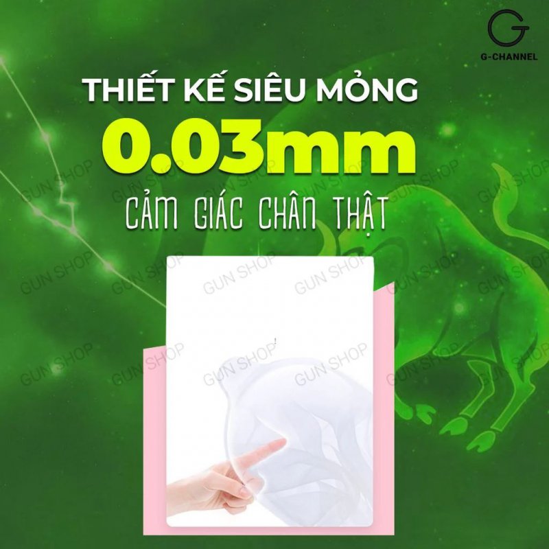 Bao cao su Ropockon kim ngưu mỏng 0.03mm hương dâu, hộp 12 cái