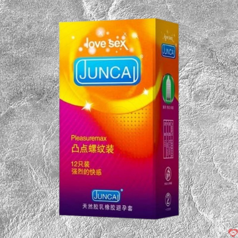 Bao cao su Juncai Pleasuremax gân điểm nổi siêu mỏng hộp 12 