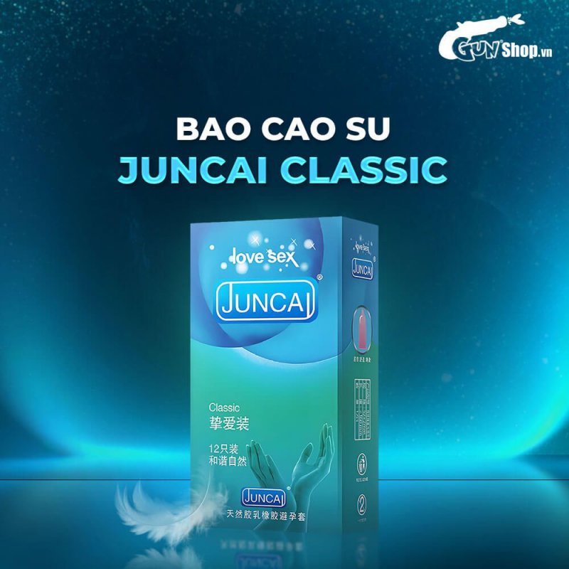 Juncai Classic hộp 12 bao cao su mềm mỏng an toàn uy tín