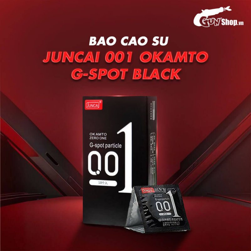 Bao cao su Juncai Okamto G-Spot Black siêu mỏng gai li ti 10 cái