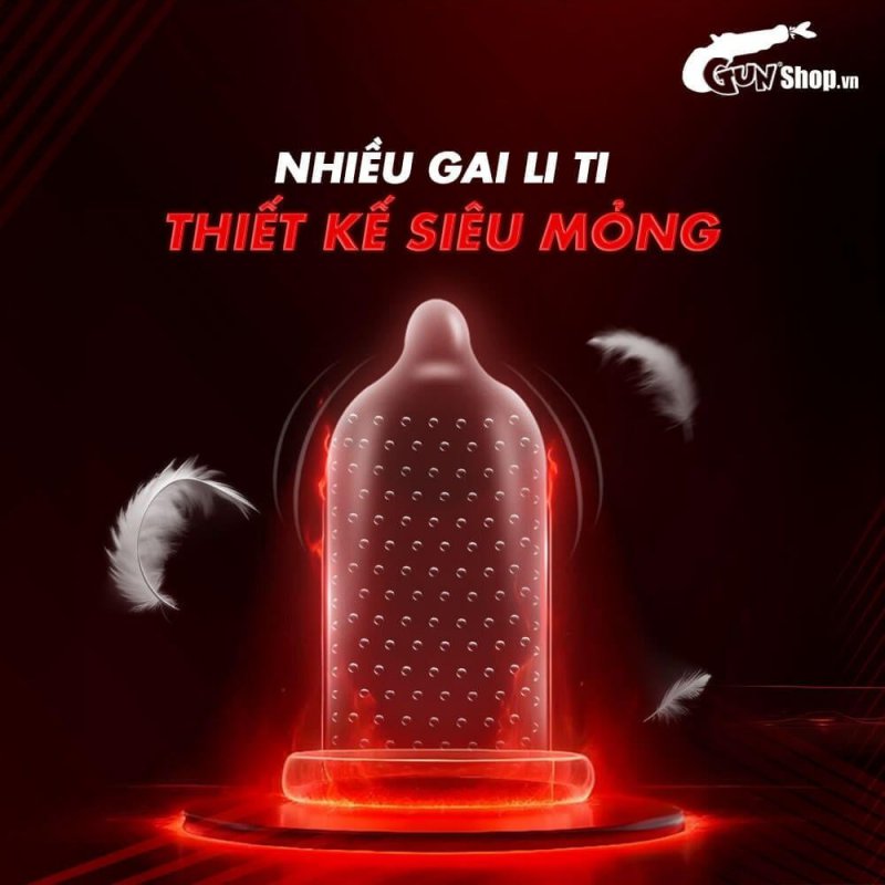 Bao cao su Juncai Okamto G-Spot Black siêu mỏng gai li ti 10 cái