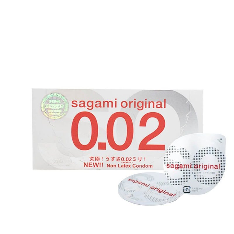 Bao cao su Sagami 002 siêu mỏng 0.02mm - Hộp 2 cái hàng chính hãng