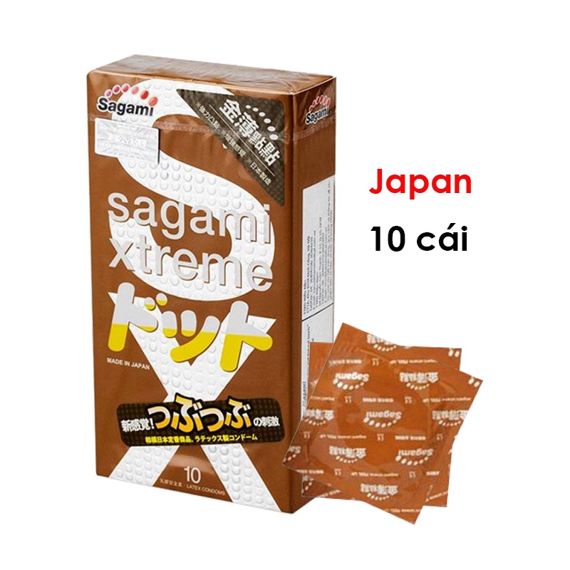 Bao cao su Sagami Feel Up - Siêu điểm nổi - Hộp 10 cái