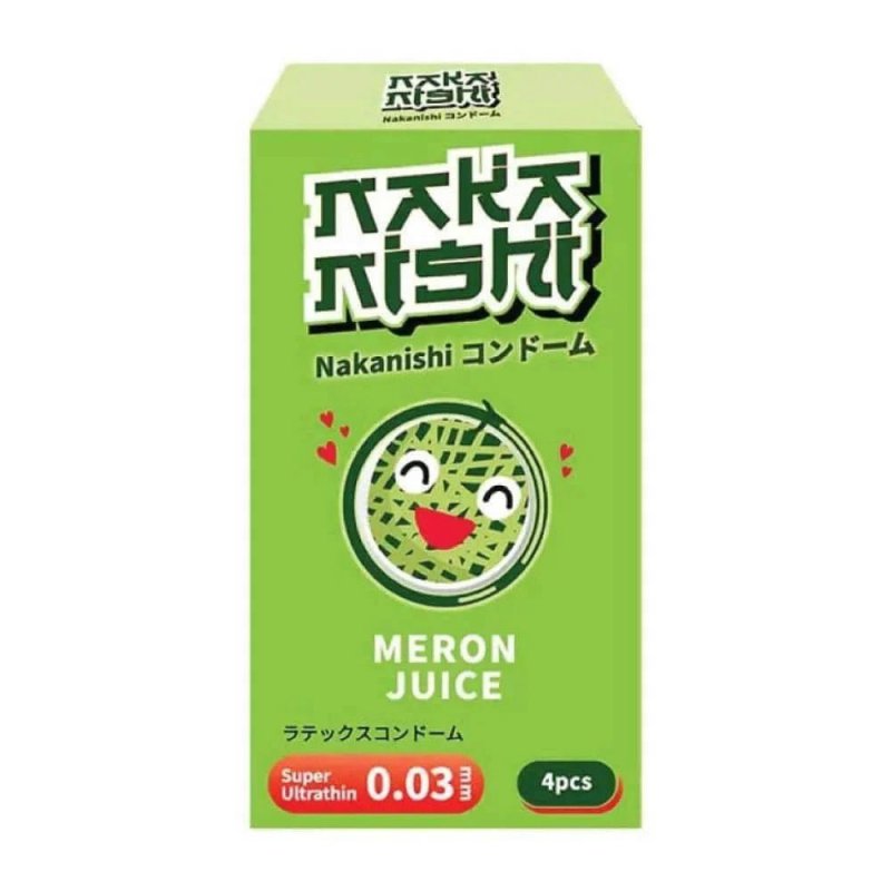 Bao cao su Nakanishi siêu mỏng 0.03mm hương dưa lưới, hộp 4 cái giá tốt