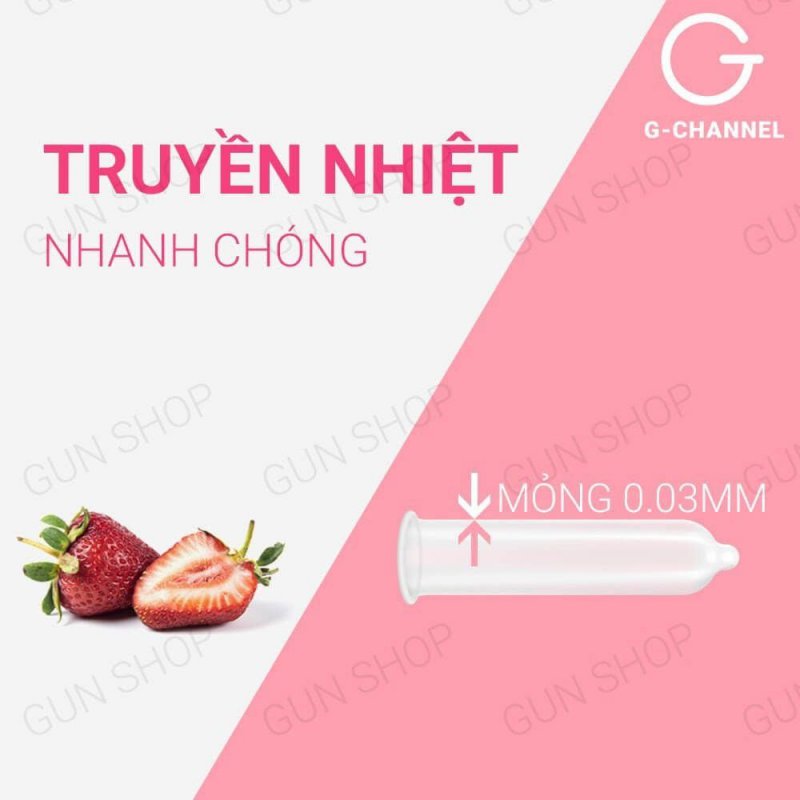 Bao cao su Nakanishi siêu mỏng 0.03mm hương dâu hộp 4 cái giá tốt