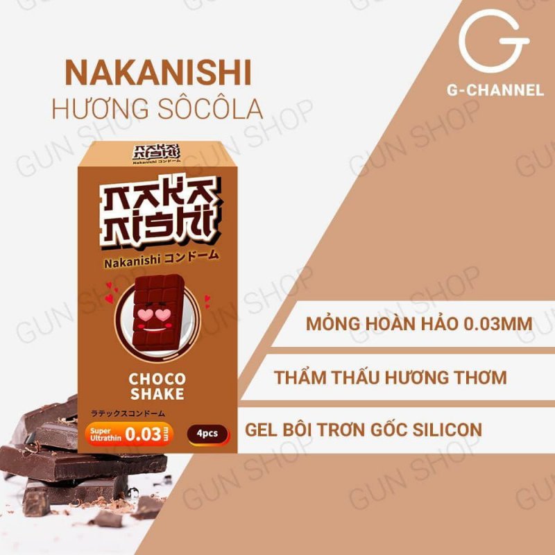 Bao cao su Nakanishi siêu mỏng 0.03mm hương socola hộp 4