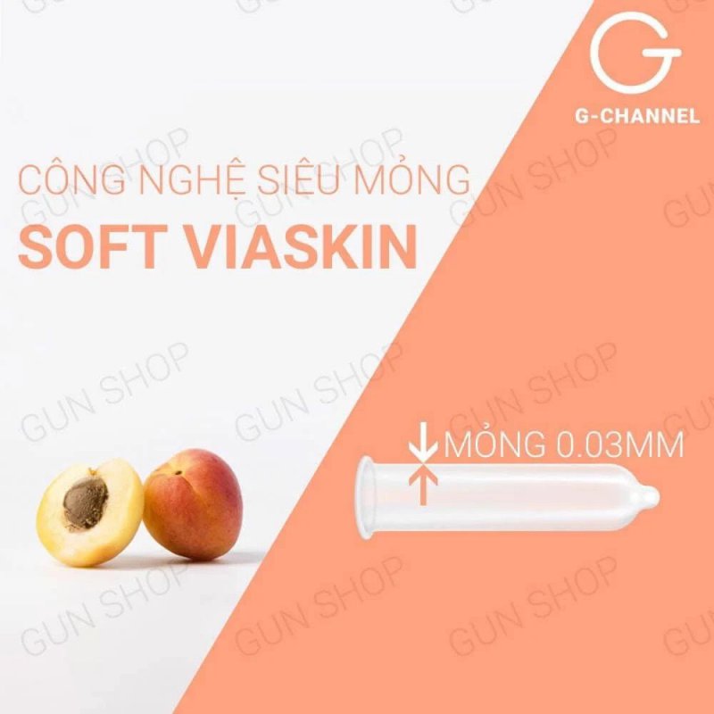 Bao cao su Nakanishi 0.03 siêu mỏng hương đào hộp 4 cái