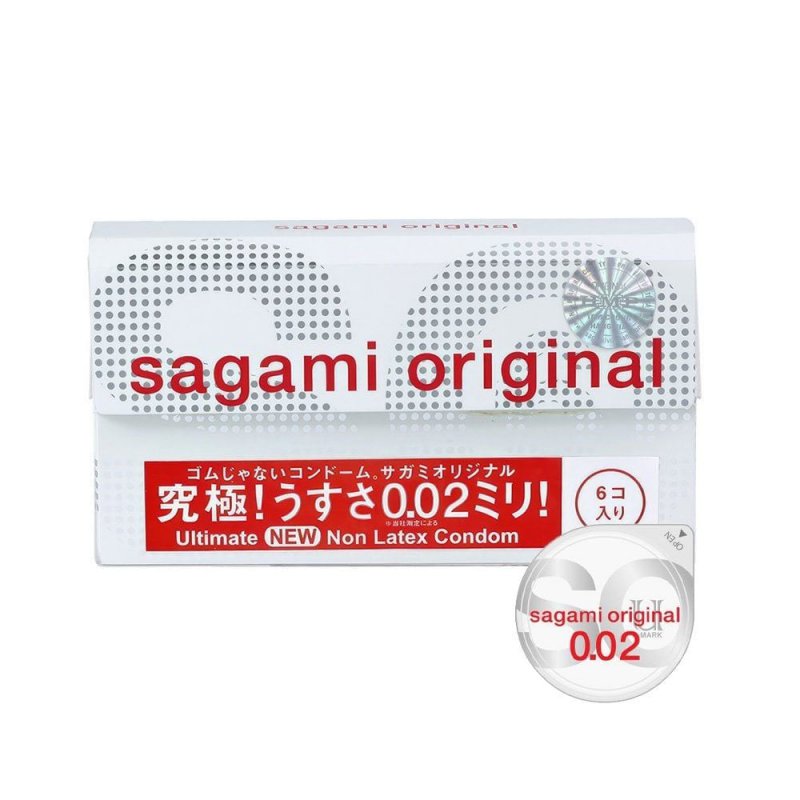 Bao cao su Sagami siêu mỏng 0.02mm, an toàn, hộp 6 cái