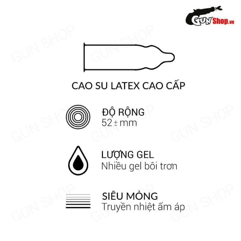 Bao cao su SO Classic mỏng gel bôi trơn siêu an toàn 12 cái