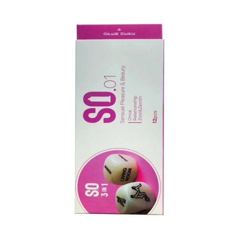 Bao cao su SO 3 in 1 siêu mỏng gân điểm nổi hộp 12 cái giá tốt