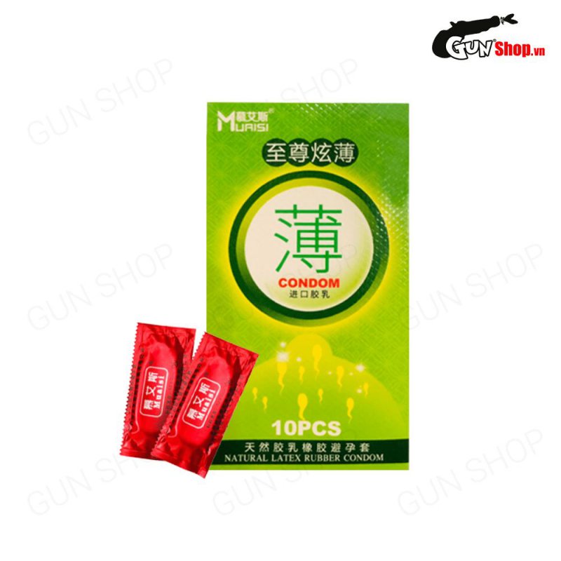 Muaisi Xanh Lá siêu mỏng hương dâu hộp 10 - An toàn uy tín