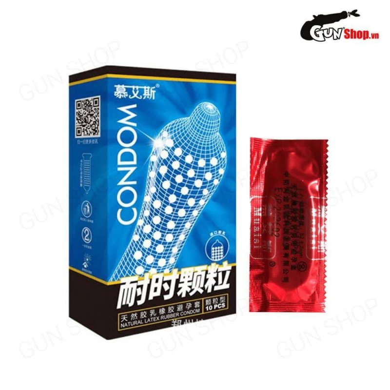 Bao cao su Muaisi Xanh Dương gel gai tăng khoái cảm hộp 10