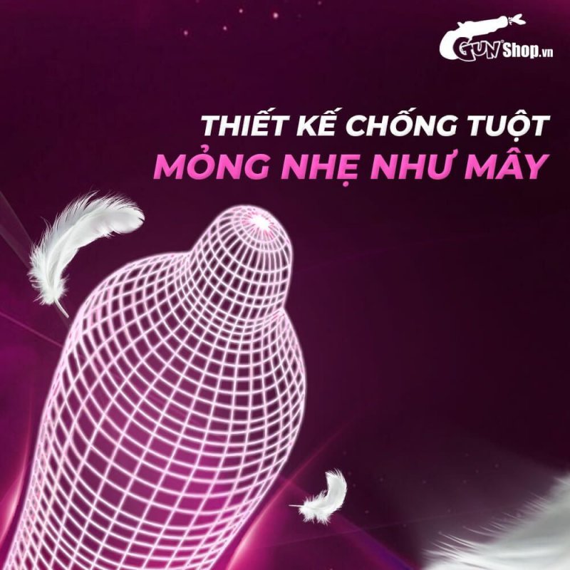 Bao cao su Muaisi Hồng siêu mỏng gel tự nhiên an toàn 10 cái