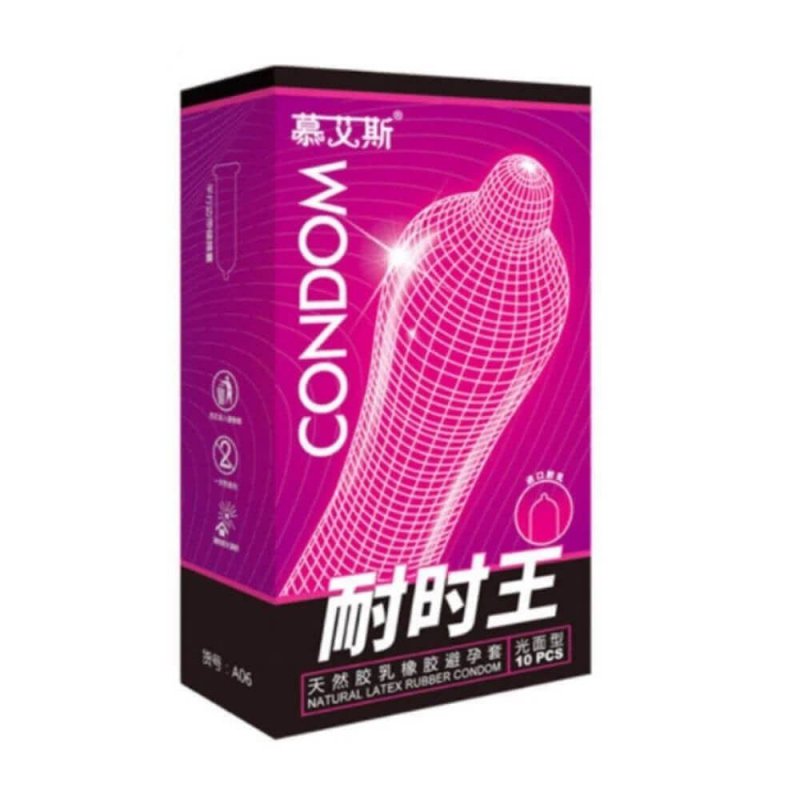 Bao cao su Muaisi Hồng siêu mỏng gel tự nhiên an toàn 10 cái